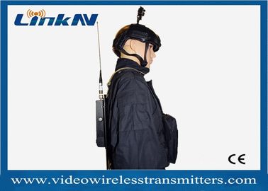 Pille Çalışan Polis Video Vericisi COFDM QPSK HDMI &amp; CVBS H.264 Düşük Gecikme AES256 Şifreleme
