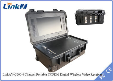 Pil ve Ekranlı IP65 4 Kanallı COFDM Bavul Video Alıcısı AES256 Şifreleme Yüksek Hassasiyet 106dBm@2MHz
