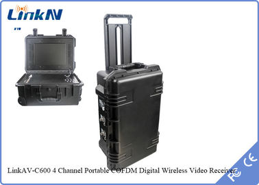 Bavul COFDM Video Alıcısı IP65 Pil ve Ekranla AES256 Şifreleme DC-12V