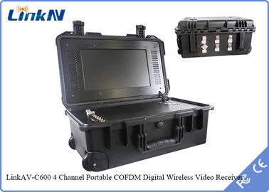 Bavul COFDM Video Alıcısı IP65 Pil ve Ekranla AES256 Şifreleme DC-12V
