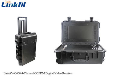 Pil ve Ekranlı Taktik COFDM Video Alıcısı AES256 Şifreleme 4 Kanallı IP65
